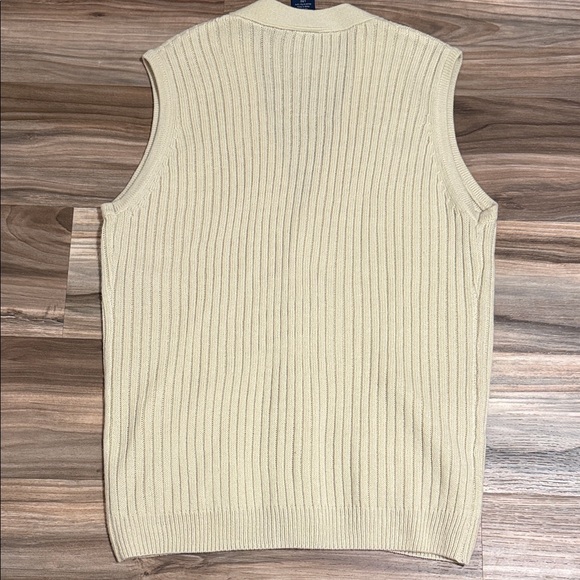 John Blair Button Front Sweater Vest Beige Cable Knit Pockets Grandpa Men’s L - Picture 6 of 6